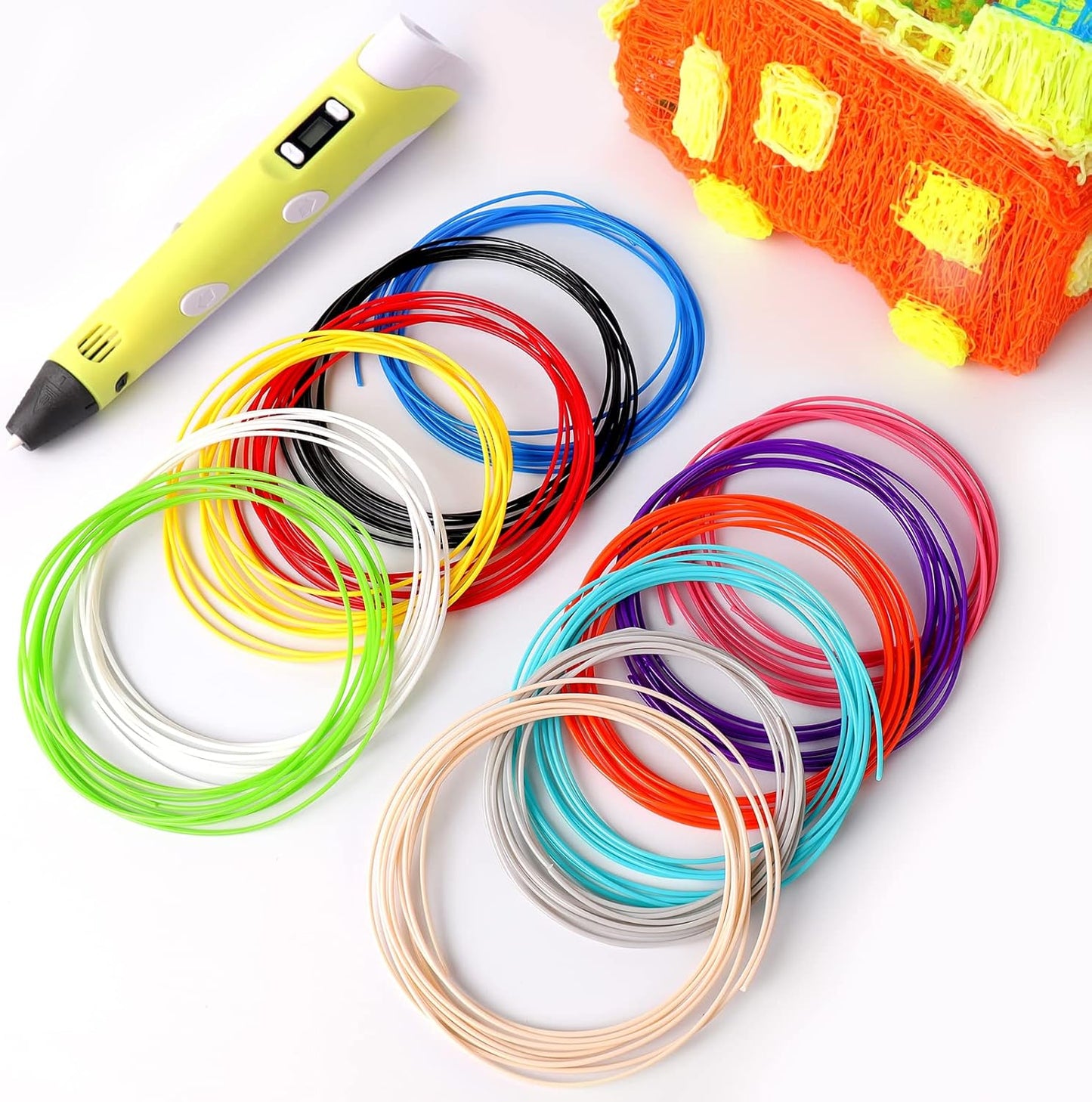 3D Printer Pen Set for Children Adults Gift 3D Printer Pen with 12 Colours 1.75 mm PLA Filament Each Colour 3 Metres,