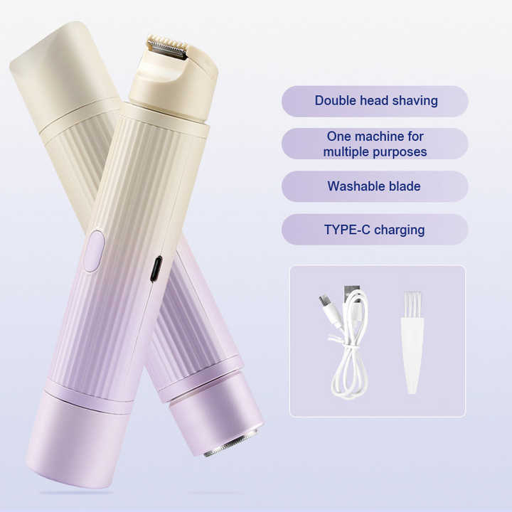 2 IN 1 Hair Remover Portable USB Lady Epilator Waterproof Replaceable Blade Bikini Razor for Women Body