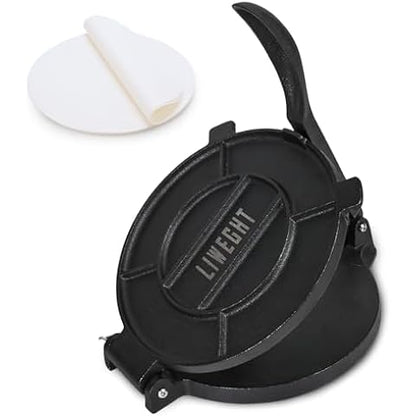 Geepas Chapathi Maker - Non-stick Coating with Thermostat Control | Cool Touch Handle Indicator Lights Ideal for Making Breads Chapathi,Roti1000 W Black/Silver, 8"