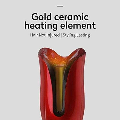 HICITI Multi-Automatic Hair Curler Hair Curling Iron LCD Ceramic Rotating Hair Waver Magic Curling Wand Irons Hair Styling Tools (RED)