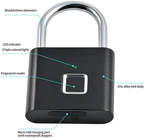 IP65 Smart Digital Alarm Fingerprint Pad Lock Smart Biometric Fingerprint Padlock