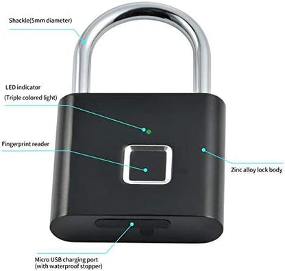 IP65 Smart Digital Alarm Fingerprint Pad Lock Smart Biometric Fingerprint Padlock