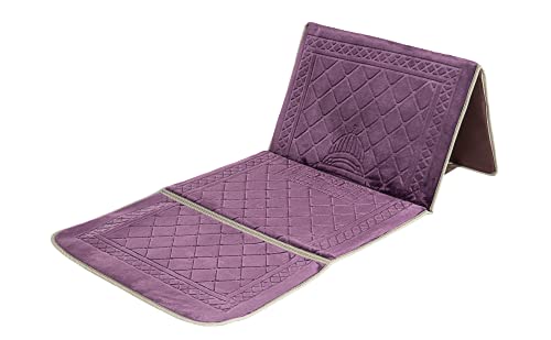 Muslim Prayer Rug with Back Support/Islamic Soft Sajdah for Women/Padded Prayer Mats Islam Thick/Portable Travel Mat with Carrying Pocket/Plush