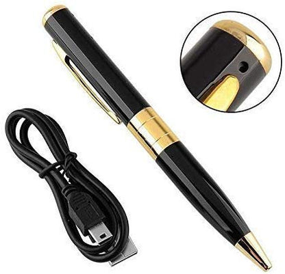 Electronics 720p Gold & Black Indoor Outdoor Spy Pen Camera with Audio/Video Recording, up to 32 GB Card supportable (not Included)