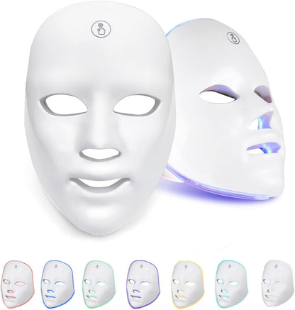 Led Mask 7 Colors, Led Face Mask, Phototherapy Mask, Phototherapy Mask, Phototherapy Mask for Face (White)