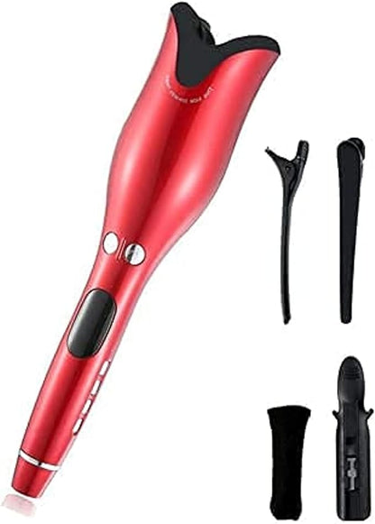 HICITI Multi-Automatic Hair Curler Hair Curling Iron LCD Ceramic Rotating Hair Waver Magic Curling Wand Irons Hair Styling Tools (RED)