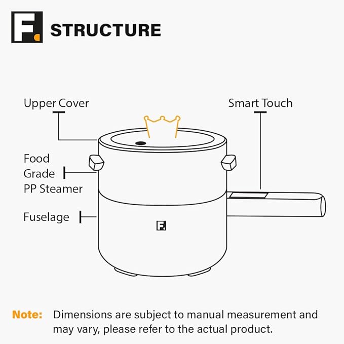 2L Hot Pot Electric Cooker Multi Cooker Electric Pot, Rice Cooker Small, Steamer Cooker, Electric Skillet, Electric Frying Pan Electric Hot Pot, Portable Nonstick Pan (Black Liner + Steamer)