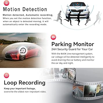 3 Camera Lens Front and Rear Inside Dashcam HD 1296P Video Recorder Night Vision