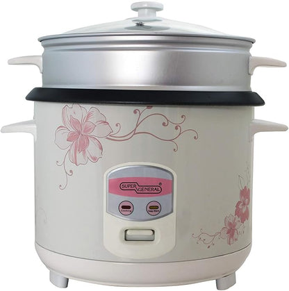 Super General 3 Liter Electric Rice Cooker White