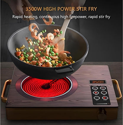 Infrared Cooker Single 2200W - Digital Display & Temperature Control, BBQ, Stir-Fry, Hot Pot Settings, Portable Lightweight Gold Aluminium Design, Child Lock Safety Feature, Fast Heating & Energy Effi