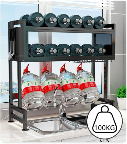 Premium Quality Heavy Duty Over The Sink Dish Drying Stand 3 Tier Large Dish Rack Over The Counter Dish Drying Rack for Kitchen Sink Shelf with Door Dish Organizer with Dust-Proof Cabinet