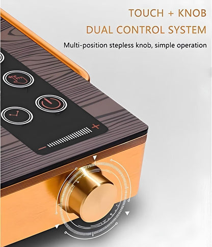 Infrared Cooker Single 2200W - Digital Display & Temperature Control, BBQ, Stir-Fry, Hot Pot Settings, Portable Lightweight Gold Aluminium Design, Child Lock Safety Feature, Fast Heating & Energy Effi