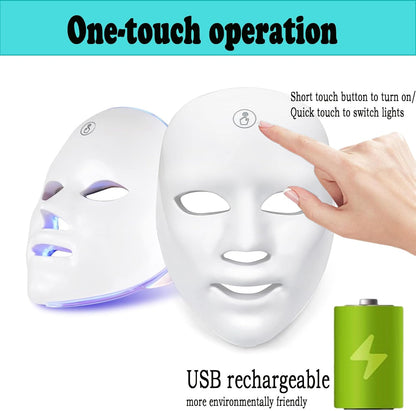 Led Mask 7 Colors, Led Face Mask, Phototherapy Mask, Phototherapy Mask, Phototherapy Mask for Face (White)