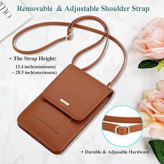 Small Crossbody Cell Phone Bag for Women, Leather Shoulder Bag Card Holder Phone Wallet Purse
