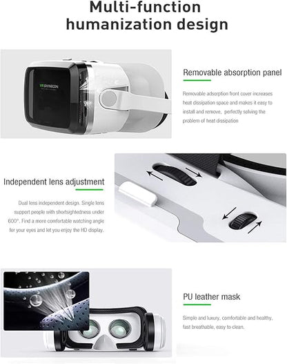 VR SHINECON Headset +Bluetooth 3D Glasses Goggles HD Virtual Reality Headset Compatible with iOS & Android Phone Eye Protected Soft & Comfortable Adjustable Distance for Phones 4.7-6.7"