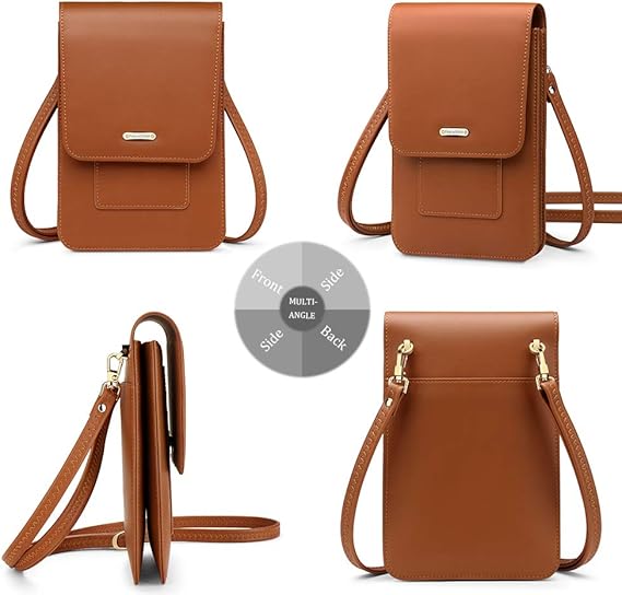 Small Crossbody Cell Phone Bag for Women, Leather Shoulder Bag Card Holder Phone Wallet Purse
