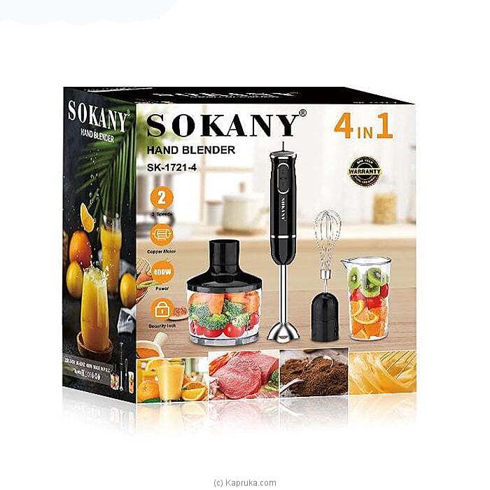 Sokany™ 4-in-1 Low-Noise Blender with Beaker, Chopper, Whisk & Milk Frother