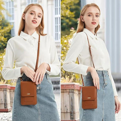 Small Crossbody Cell Phone Bag for Women, Leather Shoulder Bag Card Holder Phone Wallet Purse