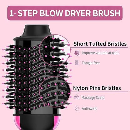 One Step Hair Dryer and Volumizer Brush, 3 In 1, Black and Pink