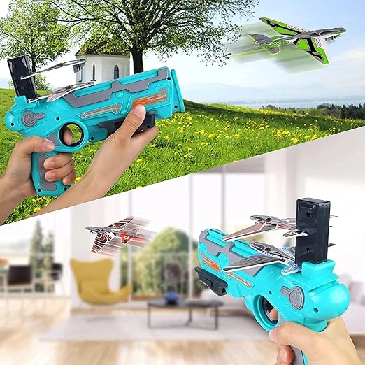 Storio Toys Airplane Launcher Gun,Safe and Fun Shooting Guns for Kids,Paper Foam Gliders for Quick and Easy | Best Gift for Boys Kids Children