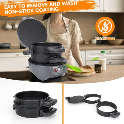 Sandwich Makers with Omelet Ring, 600W Burger Maker with Non-Stick Coating, Dishwasher Safe, Perfect for a Quick Breakfast, EU Plug (Grau)