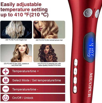 HICITI Multi-Automatic Hair Curler Hair Curling Iron LCD Ceramic Rotating Hair Waver Magic Curling Wand Irons Hair Styling Tools (RED)
