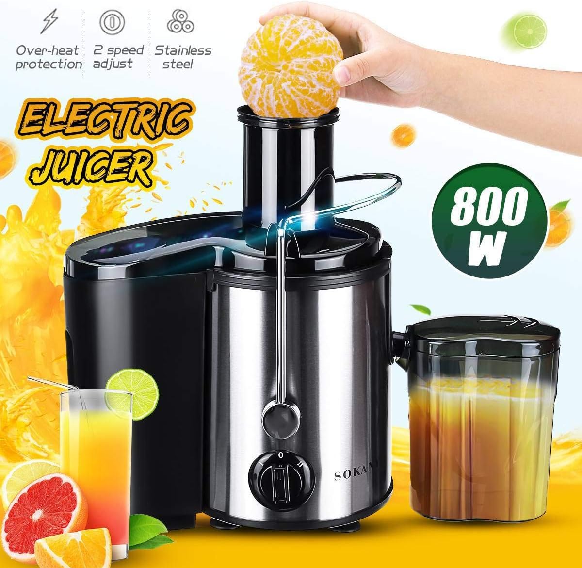SOKANY SK-4009 4-in-1 Multifunction Juicer with 800W Motor and Stainless Steel Blade