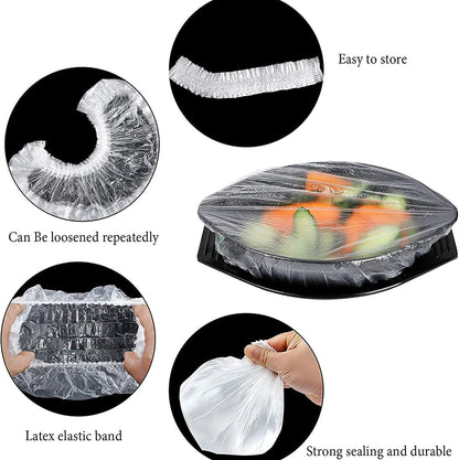 Fresh Keeping Bags,Reusable Elastic Food Storage Covers, Plastic Bowl Covers with Elastic Edging Stretch Plastic Wrap Bowl Covers (100Pcs)