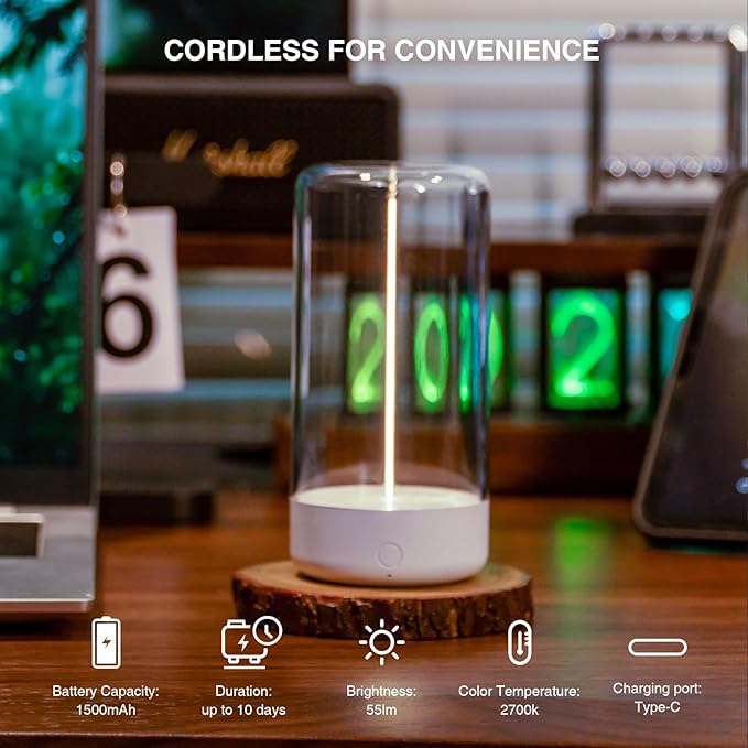 Mini Minimalist Table Lamp Cordless LED Desk Lamp Rechargeable Modern Night Lights with Breathing Effect for Home Office, Ideal as Atmosphere or Playing Games
