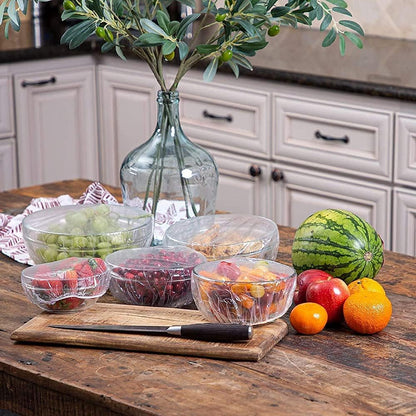 Fresh Keeping Bags,Reusable Elastic Food Storage Covers, Plastic Bowl Covers with Elastic Edging Stretch Plastic Wrap Bowl Covers (100Pcs)