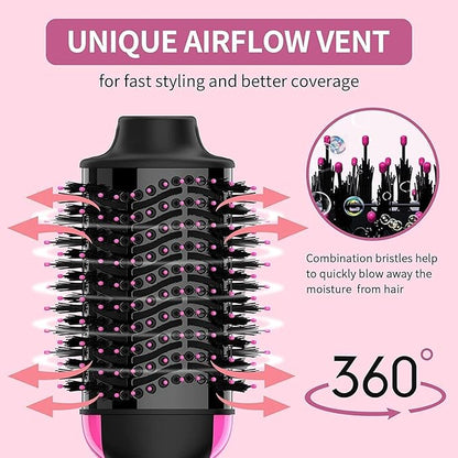 One Step Hair Dryer and Volumizer Brush, 3 In 1, Black and Pink