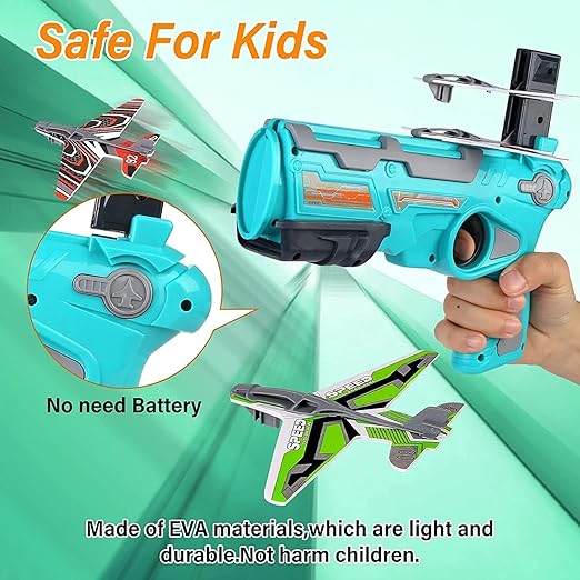 Storio Toys Airplane Launcher Gun,Safe and Fun Shooting Guns for Kids,Paper Foam Gliders for Quick and Easy | Best Gift for Boys Kids Children