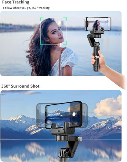 Q18 Rotatable Multi-function Gimbal Stabilizer Remote Control Stabilizer with 27.5in Extension Rod Built-in Beauty Fill Light Aluminum Alloy Face Smart Tracking Auto Balance for Vlog