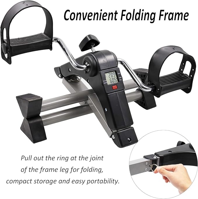 Mini pedal exercise bike,household folding machine LCD display, adjustable resistance