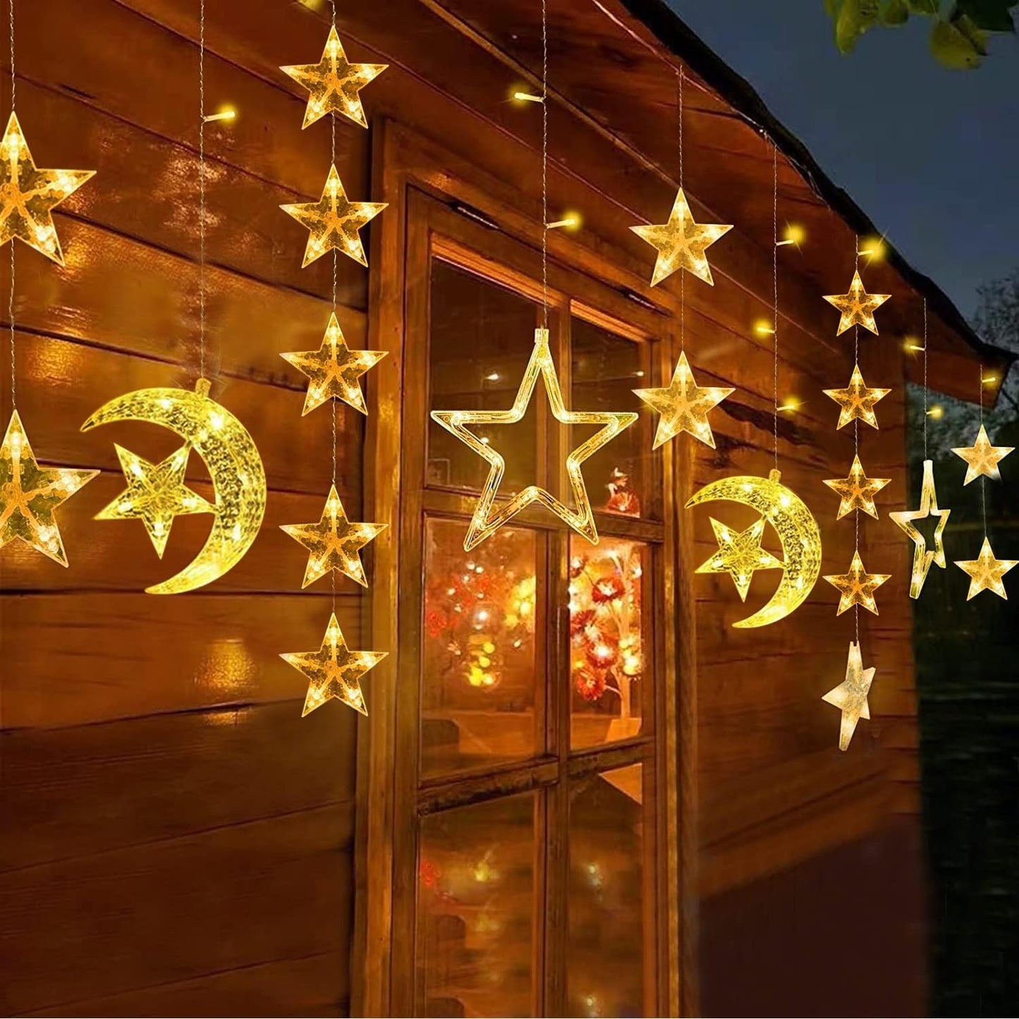 Ramadan Decorations Lights, Star Moon Lights with Remote Control & Battery Case for Home Ramadan Lights for Holiday Ramadan Decorations