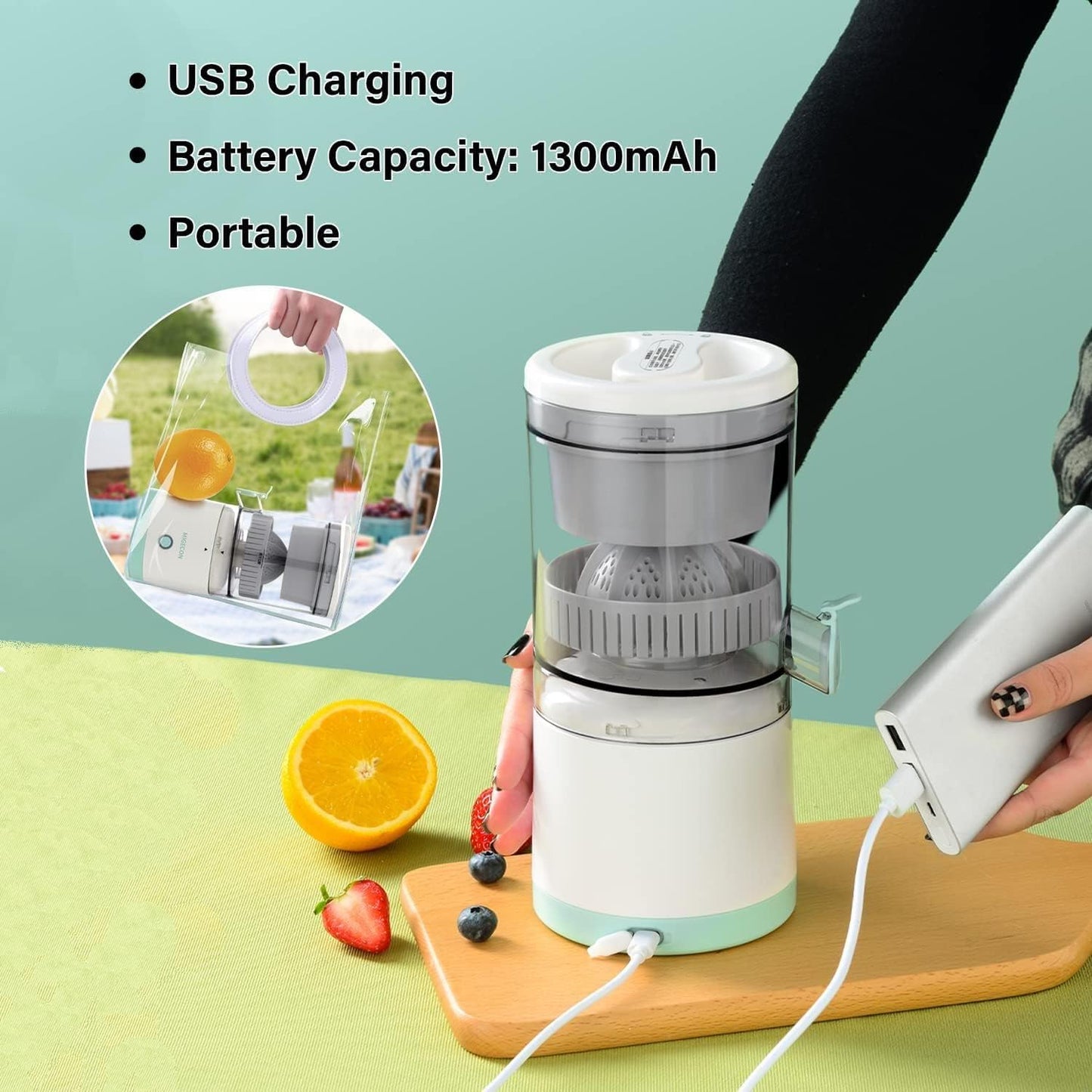 Citrus Juicer Electric Orange Lime Lemon Citric Squeezer Electric High Juice Squeezer Juicer USB Charging USB Charging Juicer Lime Lemon Orange Citric Press Wireless Portable Travel Juice Mate