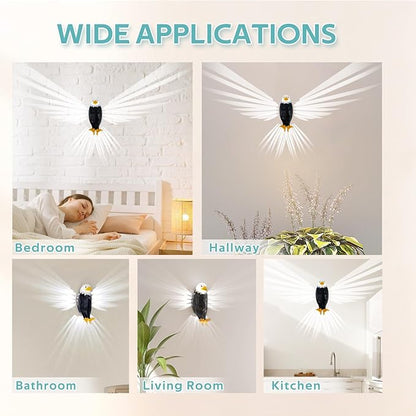 Eagle Wall Light, American Animal Bird Wall Night Light, Magnetic Led Wall Mounted Eagle Lamp, with Remote Control, USB Charging, Battery Operated & Removable Charging Eagle Light for Indoors