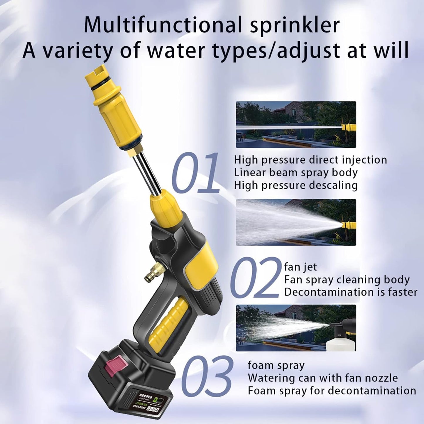 128W Cordless Foam Gun Soap Car Washwith Accessories Portable Electric Car Wash Foam Sprayer for Cars Gardens Terraces Windows Cleaning Works