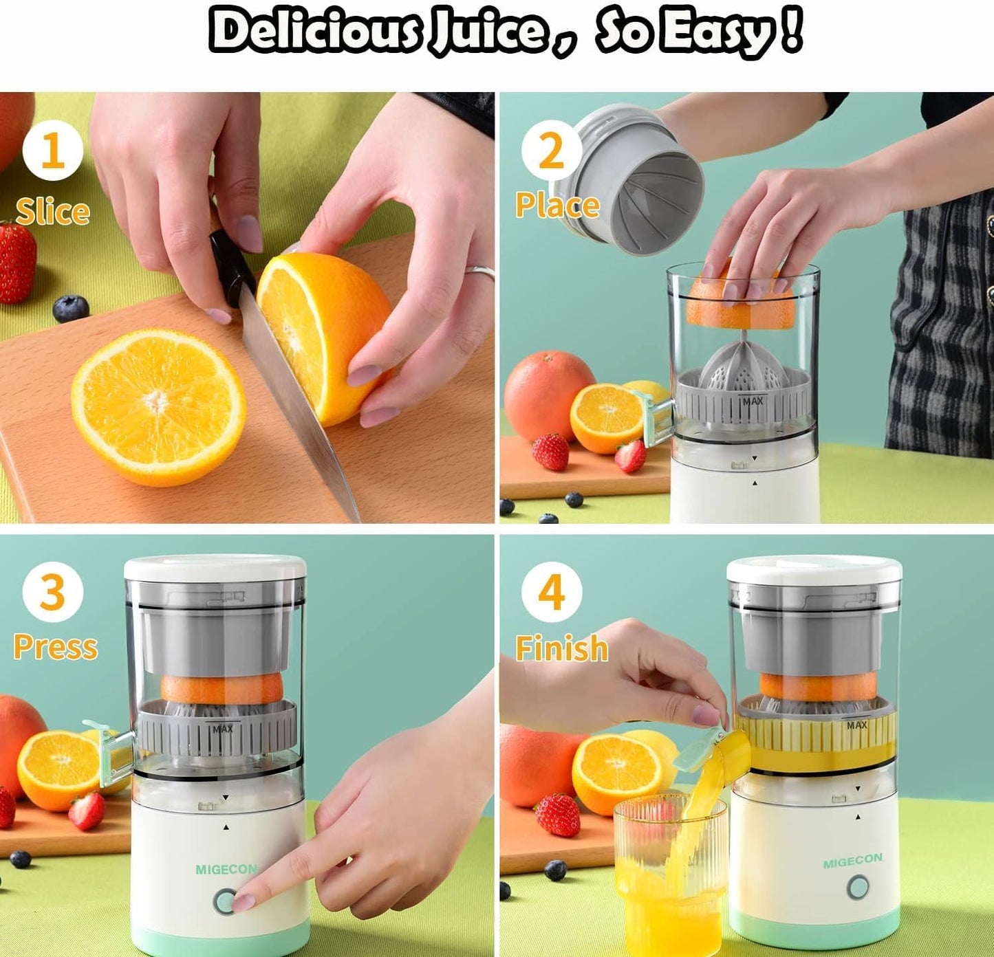 Citrus Juicer Electric Orange Lime Lemon Citric Squeezer Electric High Juice Squeezer Juicer USB Charging USB Charging Juicer Lime Lemon Orange Citric Press Wireless Portable Travel Juice Mate
