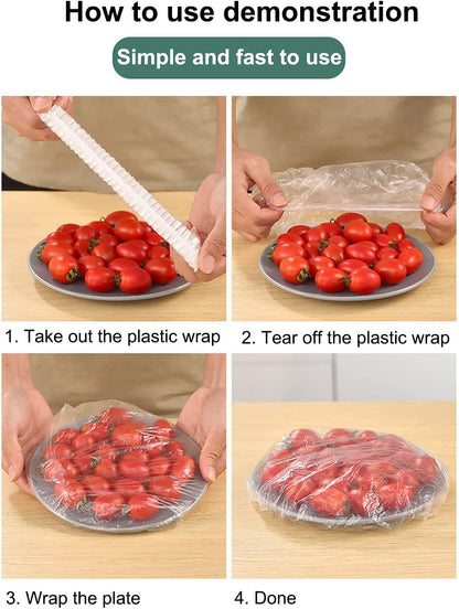 Fresh Keeping Bags,Reusable Elastic Food Storage Covers, Plastic Bowl Covers with Elastic Edging Stretch Plastic Wrap Bowl Covers (100Pcs)