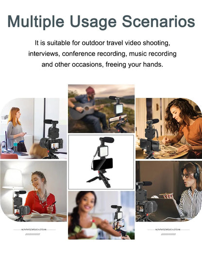 5 in 1 Vlogging Kit with Fill Light Microphone Tripod