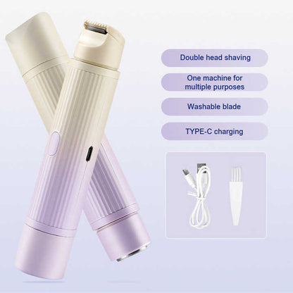 2 IN 1 Hair Remover Portable USB Lady Epilator Waterproof Replaceable Blade Bikini Razor for Women Body