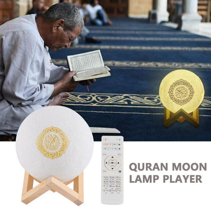 NoorWave™ 4-in-1 Quran Speaker with 16-Color 3D Moon Lamp & Recitation