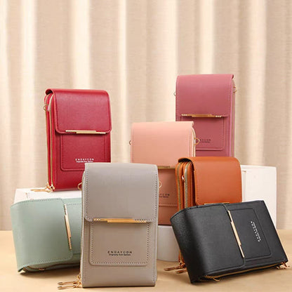 Small Crossbody Cell Phone Bag for Women, Leather Shoulder Bag Card Holder Phone Wallet Purse