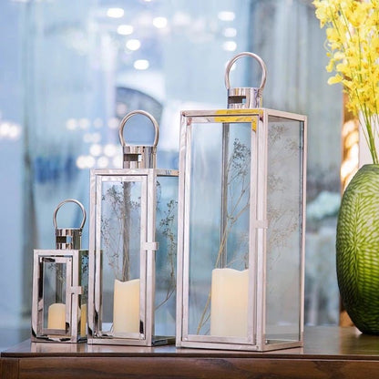 Silver Lanterns set for home decorating